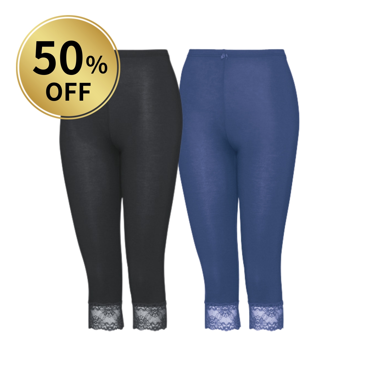 【50％OFF】アウトラストキュプラインナー 七分丈ボトム（レース有）