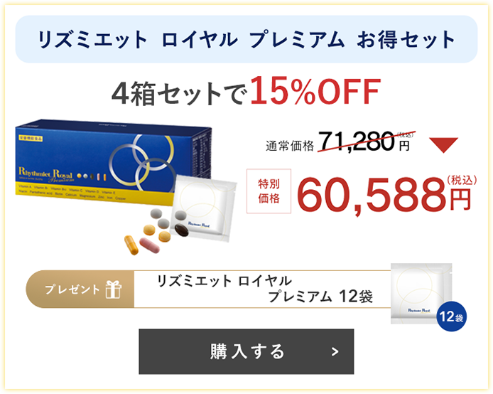 リズミエット ロイヤル プレミアム お得セット 4箱セットで15%OFF